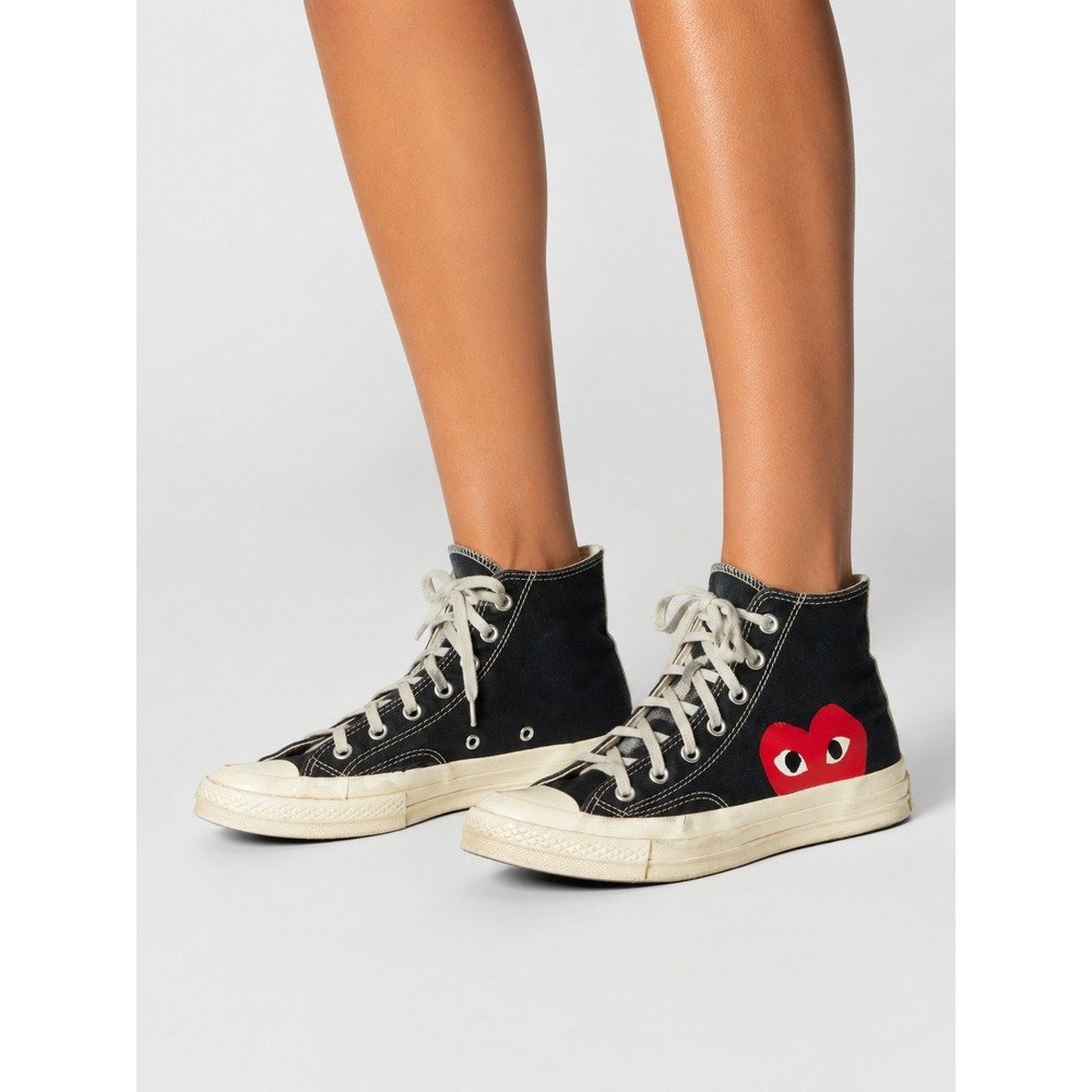 Converse x Comme des Garcons PLAY Chuck 70 High Top Black Heart Womens 7 Mens 5